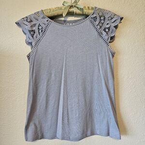 Women's Lace Sleeve Tee - Gray